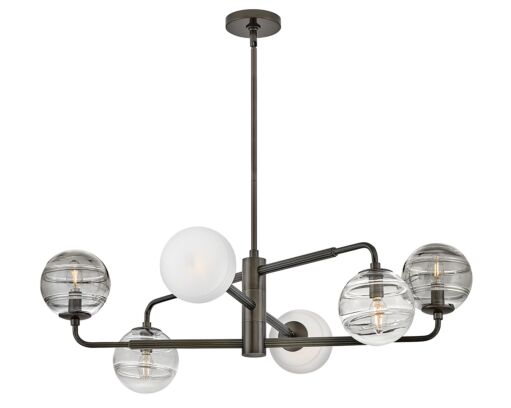 Oberon Large Adjustable 6-Light Chandelier in Multicolor Glass by Fredrick Ramond