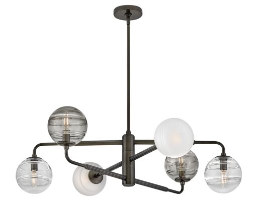 Oberon Large Adjustable 6-Light Chandelier in Multicolor Glass by Fredrick Ramond