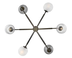 Oberon Large Adjustable 6-Light Chandelier in Multicolor Glass by Fredrick Ramond