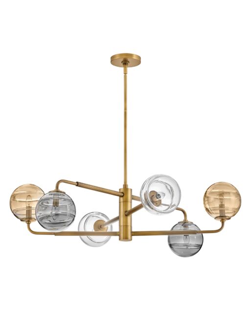 Oberon Large Adjustable 6-Light Chandelier in Multicolor Glass by Fredrick Ramond