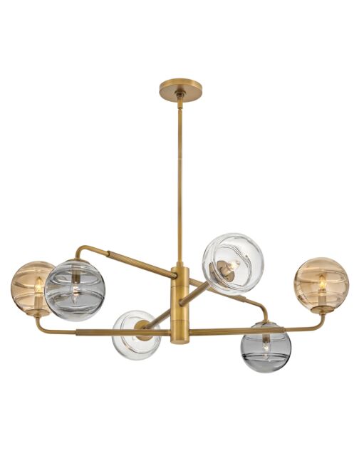 Oberon Large Adjustable 6-Light Chandelier in Multicolor Glass by Fredrick Ramond