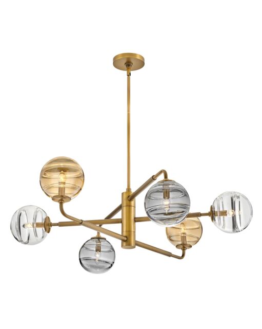 Oberon Large Adjustable 6-Light Chandelier in Multicolor Glass by Fredrick Ramond