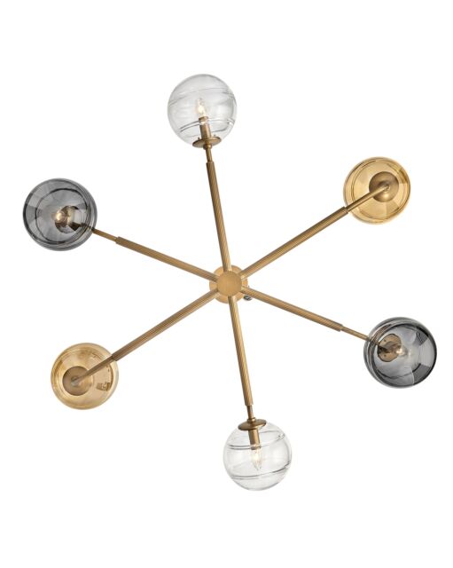 Oberon Large Adjustable 6-Light Chandelier in Multicolor Glass by Fredrick Ramond