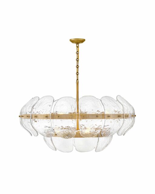 Lillia 36.25" Large Drum Chandelier - Fredrick Ramond - Clear Glass with Heritage Brass Finish