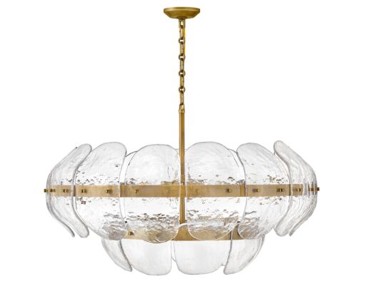 Lillia 36.25" Large Drum Chandelier - Fredrick Ramond - Clear Glass with Heritage Brass Finish