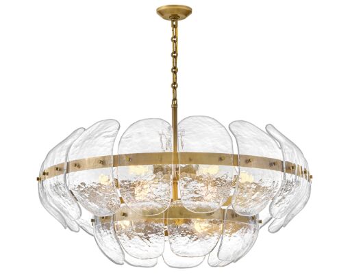 Lillia 36.25" Large Drum Chandelier - Fredrick Ramond - Clear Glass with Heritage Brass Finish