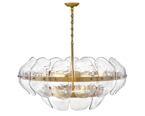 Lillia 36.25" Large Drum Chandelier - Fredrick Ramond - Clear Glass with Heritage Brass Finish