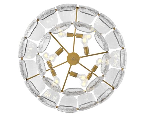 Lillia 36.25" Large Drum Chandelier - Fredrick Ramond - Clear Glass with Heritage Brass Finish