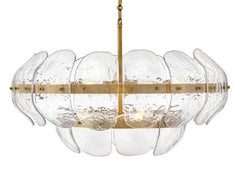 Lillia 36.25" Large Drum Chandelier - Fredrick Ramond - Clear Glass with Heritage Brass Finish