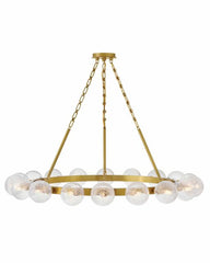 Coco Large 44.25" Hanging Chandelier - 18-Light with Crackled Glass and Lacquered Brass Finish