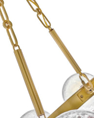 Coco Large 44.25" Hanging Chandelier - 18-Light with Crackled Glass and Lacquered Brass Finish