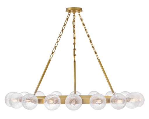 Coco Large 44.25" Hanging Chandelier - 18-Light with Crackled Glass and Lacquered Brass Finish