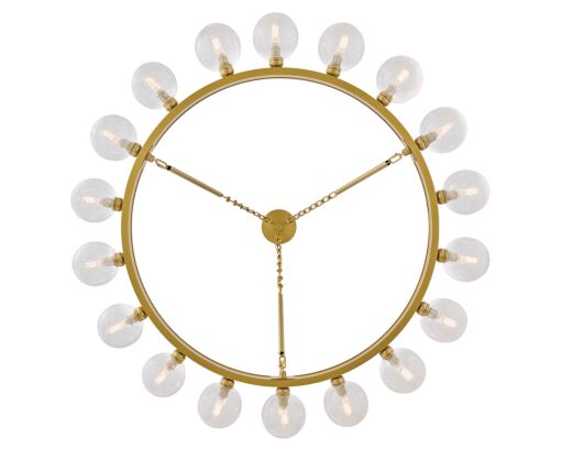 Coco Large 44.25" Hanging Chandelier - 18-Light with Crackled Glass and Lacquered Brass Finish