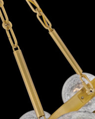 Coco Large 44.25" Hanging Chandelier - 18-Light with Crackled Glass and Lacquered Brass Finish