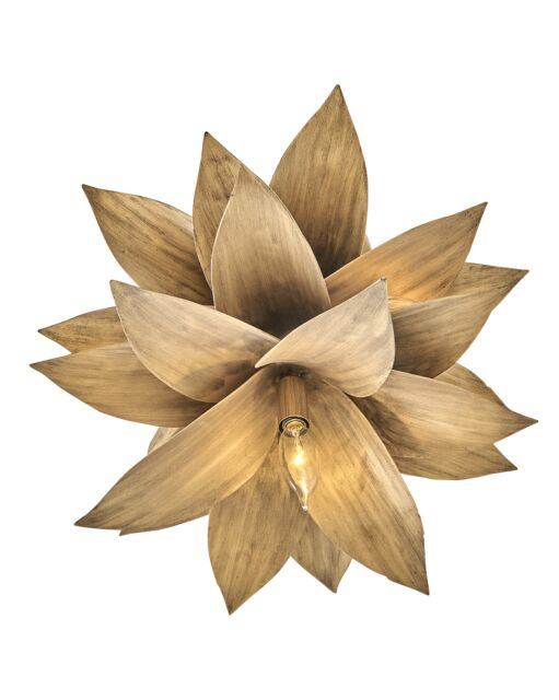 Agave Large Convertible Pendant Light by Fredrick Ramond - Hand-Sculpted Leaf Design in Burnished Gold