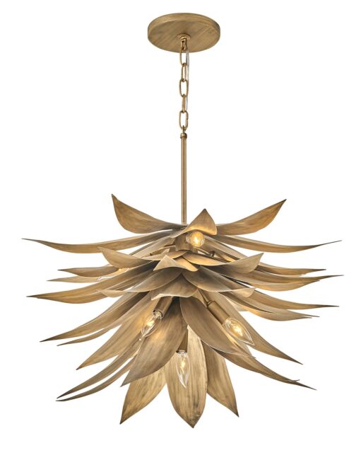 Agave Medium Single Tier Chandelier, 7-Light, Burnished Gold Finish, By Fredrick Ramond FR30815BNG