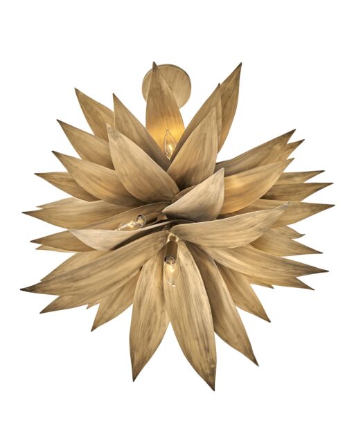 Agave Medium Single Tier Chandelier, 7-Light, Burnished Gold Finish, By Fredrick Ramond FR30815BNG