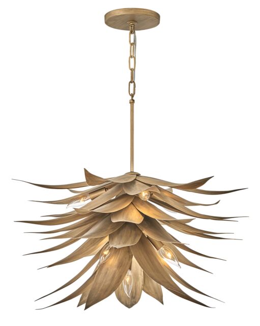 Agave Medium Single Tier Chandelier, 7-Light, Burnished Gold Finish, By Fredrick Ramond FR30815BNG