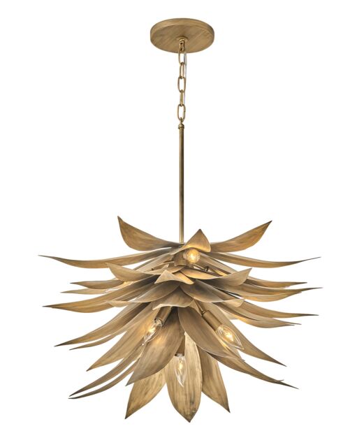 Agave Medium Single Tier Chandelier, 7-Light, Burnished Gold Finish, By Fredrick Ramond FR30815BNG