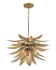 Agave Medium Single Tier Chandelier, 7-Light, Burnished Gold Finish, By Fredrick Ramond FR30815BNG