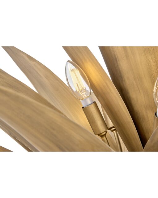 Agave Large Multi Tier Hanging Light Fixture - Burnished Gold Finish, 12 Lights, Dimmable, By Fredrick Ramond