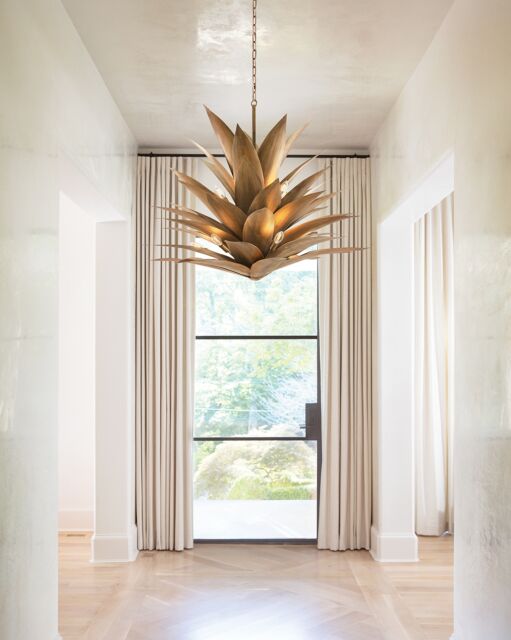 Agave Large Multi Tier Hanging Light Fixture - Burnished Gold Finish, 12 Lights, Dimmable, By Fredrick Ramond