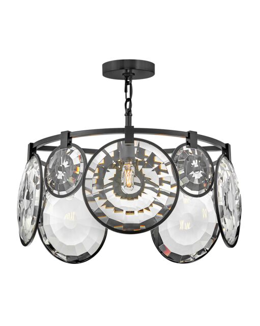 Nala Small Convertible Chandelier by Fredrick Ramond, Heritage Brass and Black Finish, Dimmable Lighting