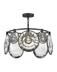 Nala Small Convertible Chandelier by Fredrick Ramond, Heritage Brass and Black Finish, Dimmable Lighting