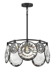 Nala Small Convertible Chandelier by Fredrick Ramond, Heritage Brass and Black Finish, Dimmable Lighting