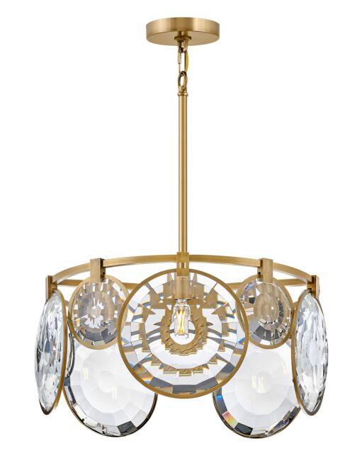 Nala Small Convertible Chandelier by Fredrick Ramond, Heritage Brass and Black Finish, Dimmable Lighting