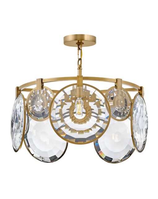 Nala Small Convertible Chandelier by Fredrick Ramond, Heritage Brass and Black Finish, Dimmable Lighting