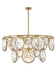 Nala Large Multi Tier Chandelier by Fredrick Ramond - 15-Light Optic Crystal, Heritage Brass & Black Finish