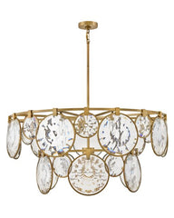 Nala Large Multi Tier Chandelier by Fredrick Ramond - 15-Light Optic Crystal, Heritage Brass & Black Finish