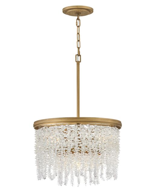 Rubina Medium Convertible Semi-Flush Mount Light Fixture by Fredrick Ramond - Crystal Shade, Burnished Gold Finish, Dimmable, 120V