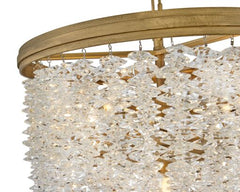 Rubina Medium Convertible Semi-Flush Mount Light Fixture by Fredrick Ramond - Crystal Shade, Burnished Gold Finish, Dimmable, 120V