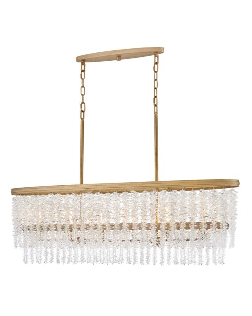 Rubina Medium Linear Chandelier by Fredrick Ramond, 48" L, Burnished Gold, Crystal Accents