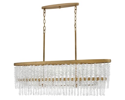 Rubina Medium Linear Chandelier by Fredrick Ramond, 48" L, Burnished Gold, Crystal Accents