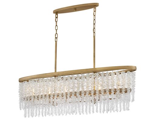 Rubina Medium Linear Chandelier by Fredrick Ramond, 48" L, Burnished Gold, Crystal Accents