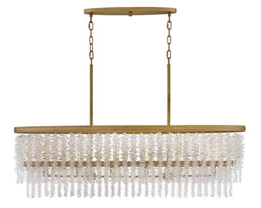 Rubina Medium Linear Chandelier by Fredrick Ramond, 48" L, Burnished Gold, Crystal Accents