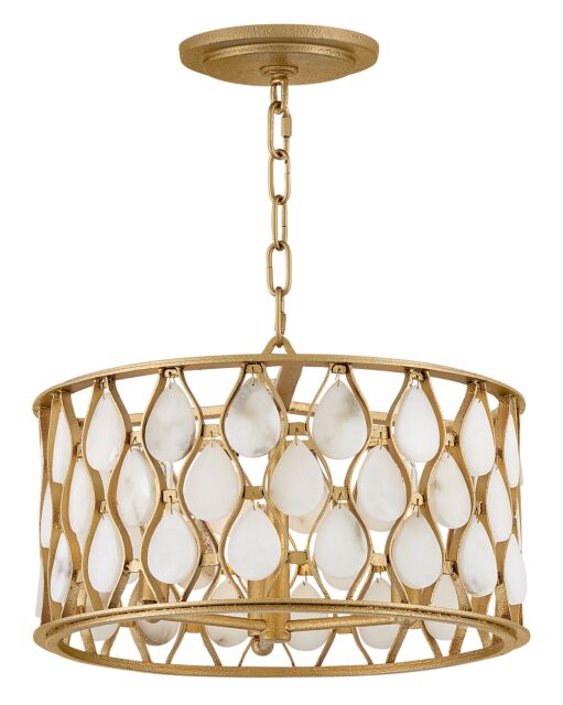 Estie Medium Convertible Semi-Flush Mount Light Fixture, Piastra Gold Finish, Alabaster Stones by Fredrick Ramond