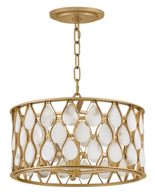 Estie Medium Convertible Semi-Flush Mount Light Fixture, Piastra Gold Finish, Alabaster Stones by Fredrick Ramond