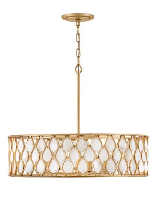 Estie Medium Chandelier by Fredrick Ramond FR41505PI with Natural Alabaster Stones & Piastra Gold Finish