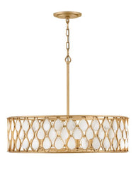 Estie Medium Chandelier by Fredrick Ramond FR41505PI with Natural Alabaster Stones & Piastra Gold Finish