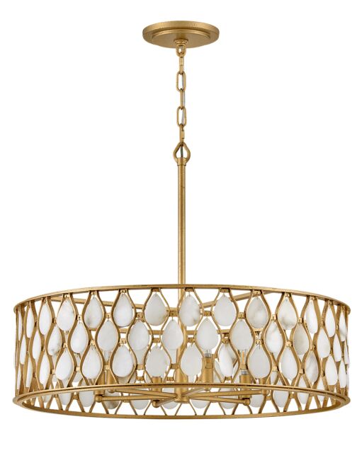 Estie Medium Chandelier by Fredrick Ramond FR41505PI with Natural Alabaster Stones & Piastra Gold Finish