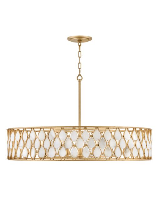 Estie Large Chandelier by Fredrick Ramond FR41506PI - 8-Light Piastra Gold Finish with Alabaster Stones