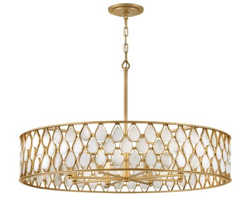 Estie Large Chandelier by Fredrick Ramond FR41506PI - 8-Light Piastra Gold Finish with Alabaster Stones