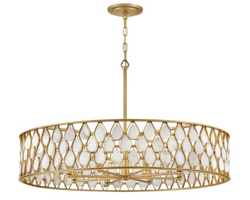 Estie Large Chandelier by Fredrick Ramond FR41506PI - 8-Light Piastra Gold Finish with Alabaster Stones