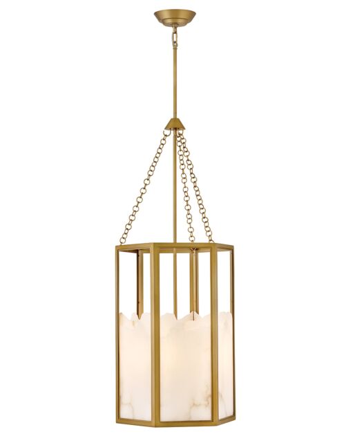 Veleta Medium Chandelier by Fredrick Ramond - Natural Alabaster & Lacquered Brass, 4-Candle Design