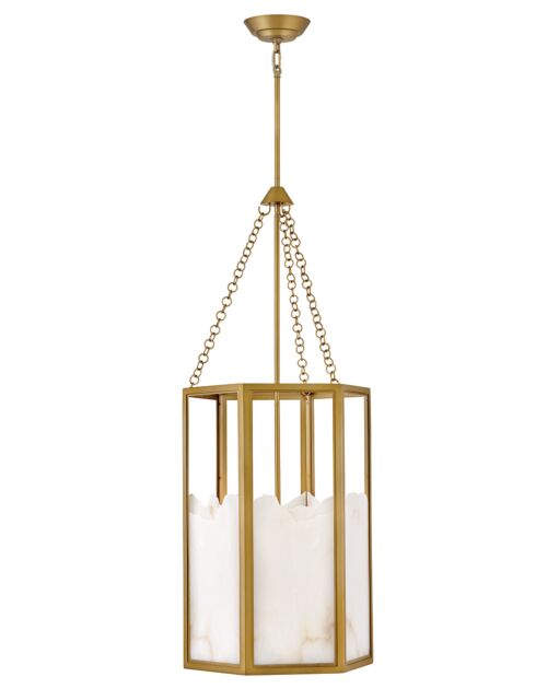 Veleta Medium Chandelier by Fredrick Ramond - Natural Alabaster & Lacquered Brass, 4-Candle Design