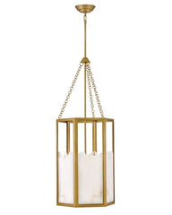 Veleta Medium Chandelier by Fredrick Ramond - Natural Alabaster & Lacquered Brass, 4-Candle Design